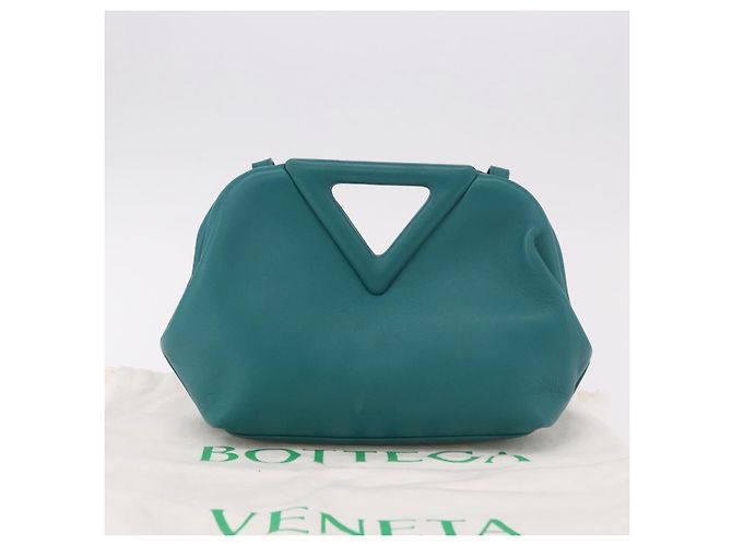 Bottega Veneta Borsa Small Triangle Point BOTTEGAVENETA in pelle 2way Turquoise Blue Auth bs35952V Turchese - vista 12