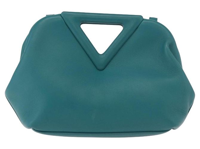 Bottega Veneta Borsa Small Triangle Point BOTTEGAVENETA in pelle 2way Turquoise Blue Auth bs35952V Turchese - vista 13