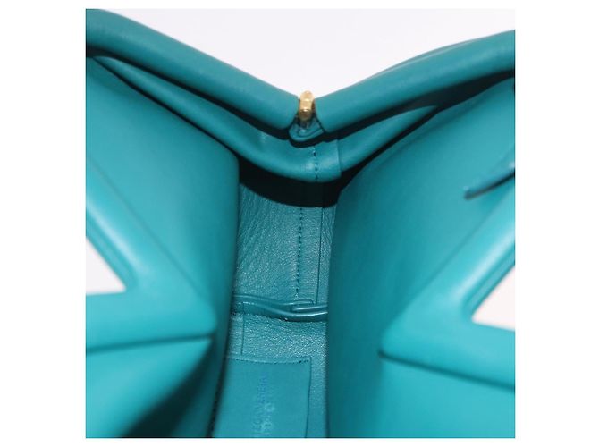 Bottega Veneta Borsa Small Triangle Point BOTTEGAVENETA in pelle 2way Turquoise Blue Auth bs35952V Turchese - vista 19