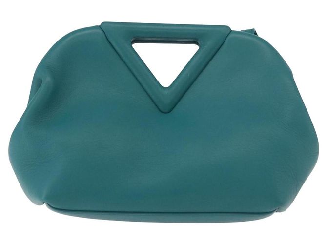 Bottega Veneta Borsa Small Triangle Point BOTTEGAVENETA in pelle 2way Turquoise Blue Auth bs35952V Turchese - vista 2