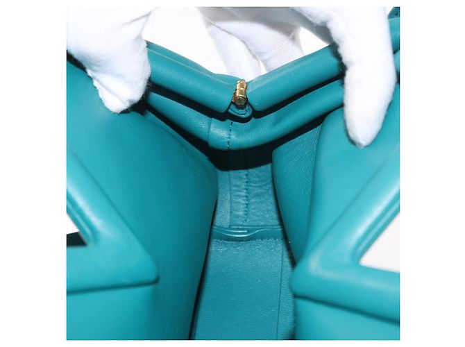 Bottega Veneta Borsa Small Triangle Point BOTTEGAVENETA in pelle 2way Turquoise Blue Auth bs35952V Turchese - vista 20