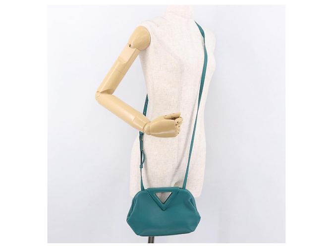 Bottega Veneta Borsa Small Triangle Point BOTTEGAVENETA in pelle 2way Turquoise Blue Auth bs35952V Turchese - vista 21