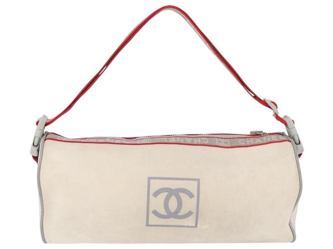 CHANEL Chanel Sports Shoulder Bag Nylon White Silver CC Auth hk3904 Argento Bianco - vista 2