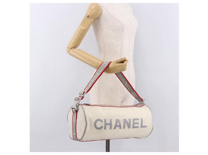 CHANEL Chanel Sports Shoulder Bag Nylon White Silver CC Auth hk3904 Argento Bianco - vista 21