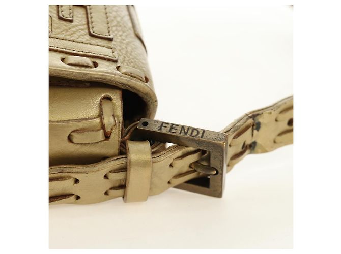 FENDI Zucca Canvas Mamma Baguette Schultertasche aus Leder Gold Auth 189267SAM - Ansicht 15