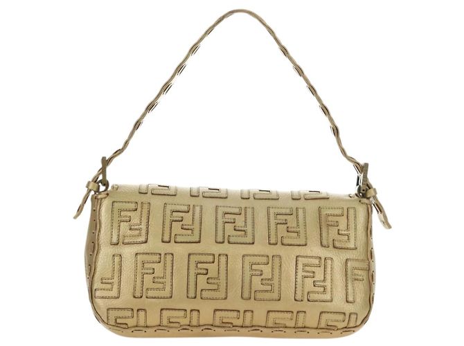 FENDI Zucca Canvas Mamma Baguette Schultertasche aus Leder Gold Auth 189267SAM - Ansicht 2