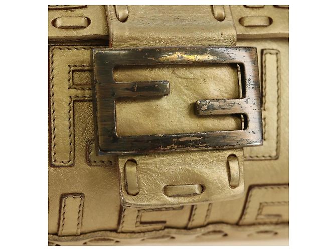 FENDI Zucca Canvas Mamma Baguette Schultertasche aus Leder Gold Auth 189267SAM - Ansicht 21