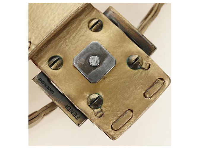 FENDI Zucca Canvas Mamma Baguette Schultertasche aus Leder Gold Auth 189267SAM - Ansicht 23