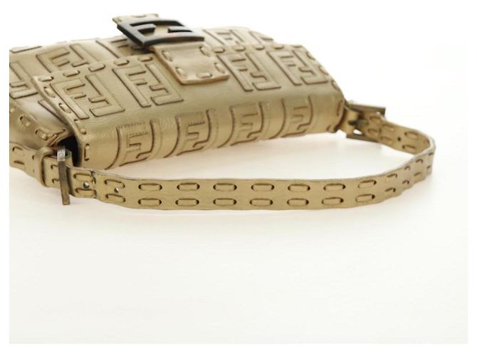 FENDI Zucca Canvas Mamma Baguette Schultertasche aus Leder Gold Auth 189267SAM - Ansicht 6