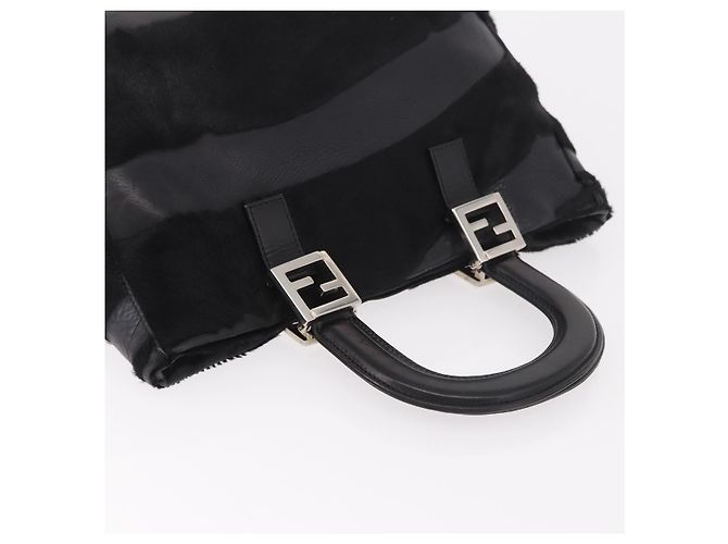 Borsa FENDI in pelle Harako nera argento Auth 186561A Nero - vista 6