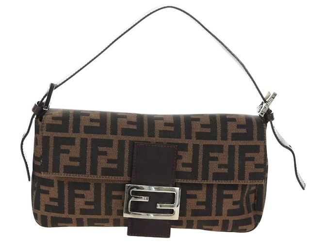 FENDI Zucca Canvas Mamma Baguette Borsa a Spalla Nero Marrone Auth 189121SV - Ansicht 13