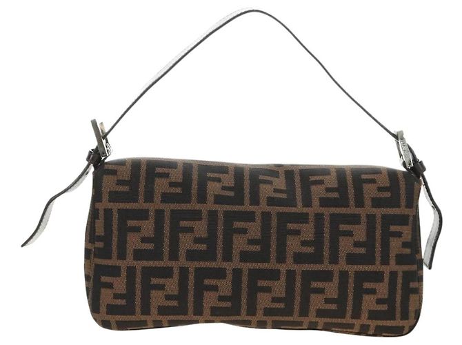FENDI Zucca Canvas Mamma Baguette Borsa a Spalla Nero Marrone Auth 189121SV - Ansicht 2