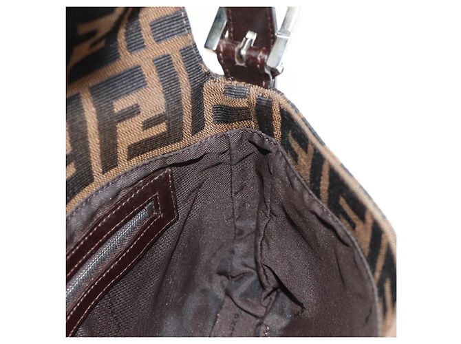 FENDI Zucca Canvas Mamma Baguette Borsa a Spalla Nero Marrone Auth 189121SV - Ansicht 23