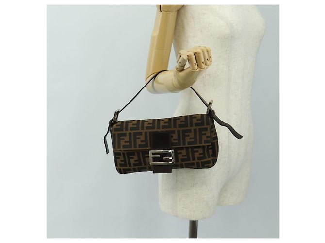 FENDI Zucca Canvas Mamma Baguette Borsa a Spalla Nero Marrone Auth 189121SV - Ansicht 27