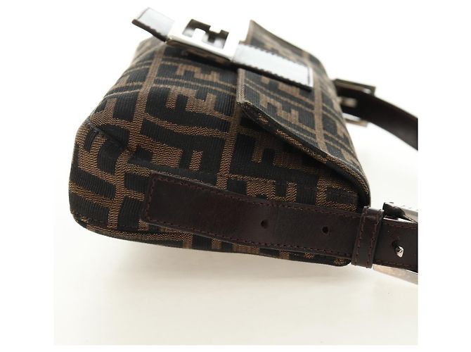 FENDI Zucca Canvas Mamma Baguette Borsa a Spalla Nero Marrone Auth 189121SV - Ansicht 4
