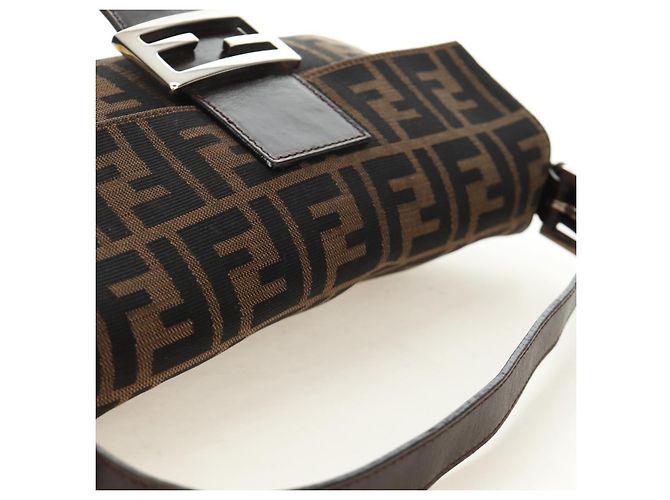 FENDI Zucca Canvas Mamma Baguette Borsa a Spalla Nero Marrone Auth 189121SV - Ansicht 6