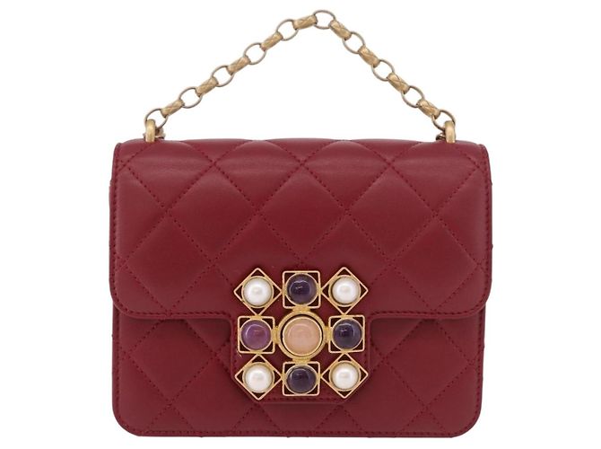 CHANEL Borsa a Spalla Matelassé in Pelle di Agnello Rossa con Catena e CC Oro Autentica 190119SAM Rosso D'oro - vista 13
