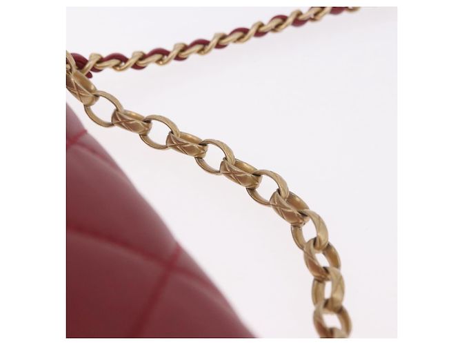 CHANEL Borsa a Spalla Matelassé in Pelle di Agnello Rossa con Catena e CC Oro Autentica 190119SAM Rosso D'oro - vista 14