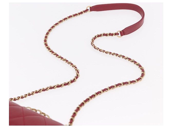 CHANEL Borsa a Spalla Matelassé in Pelle di Agnello Rossa con Catena e CC Oro Autentica 190119SAM Rosso D'oro - vista 15