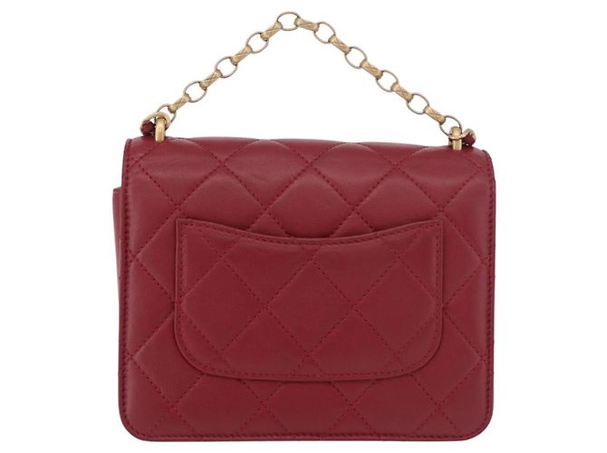 CHANEL Borsa a Spalla Matelassé in Pelle di Agnello Rossa con Catena e CC Oro Autentica 190119SAM Rosso D'oro - vista 2
