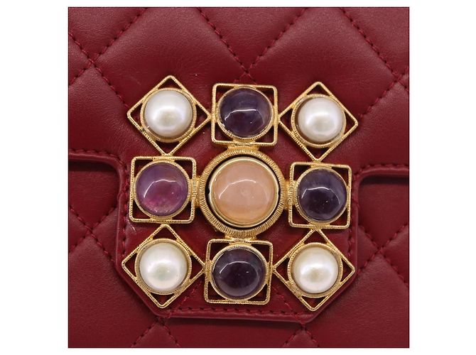 CHANEL Borsa a Spalla Matelassé in Pelle di Agnello Rossa con Catena e CC Oro Autentica 190119SAM Rosso D'oro - vista 20