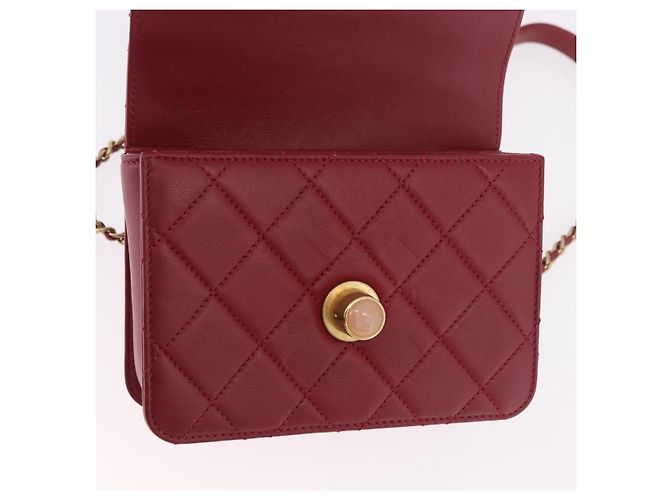 CHANEL Borsa a Spalla Matelassé in Pelle di Agnello Rossa con Catena e CC Oro Autentica 190119SAM Rosso D'oro - vista 23