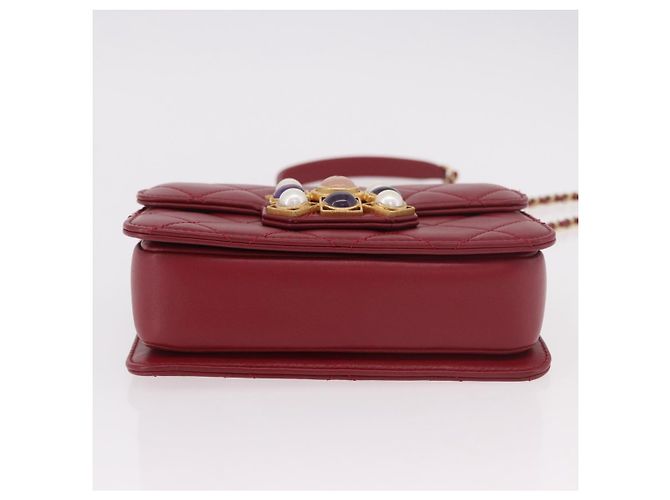 CHANEL Borsa a Spalla Matelassé in Pelle di Agnello Rossa con Catena e CC Oro Autentica 190119SAM Rosso D'oro - vista 5
