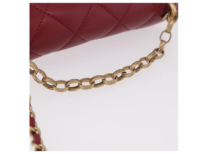 CHANEL Borsa a Spalla Matelassé in Pelle di Agnello Rossa con Catena e CC Oro Autentica 190119SAM Rosso D'oro - vista 7