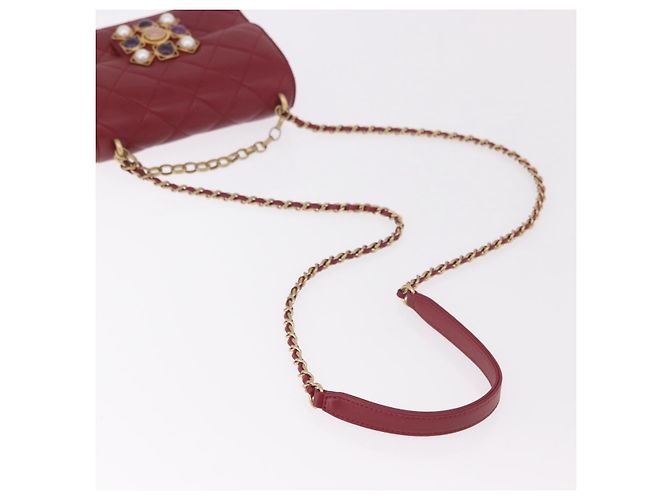 CHANEL Borsa a Spalla Matelassé in Pelle di Agnello Rossa con Catena e CC Oro Autentica 190119SAM Rosso D'oro - vista 8