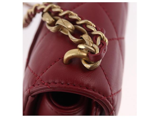 CHANEL Borsa a Spalla Matelassé in Pelle di Agnello Rossa con Catena e CC Oro Autentica 190119SAM Rosso D'oro - vista 9