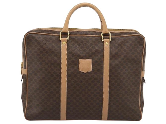 Céline Borsa Business CELINE Macadam Canvas PVC Pelle Marrone Oro Auth 190276 D'oro - vista 13