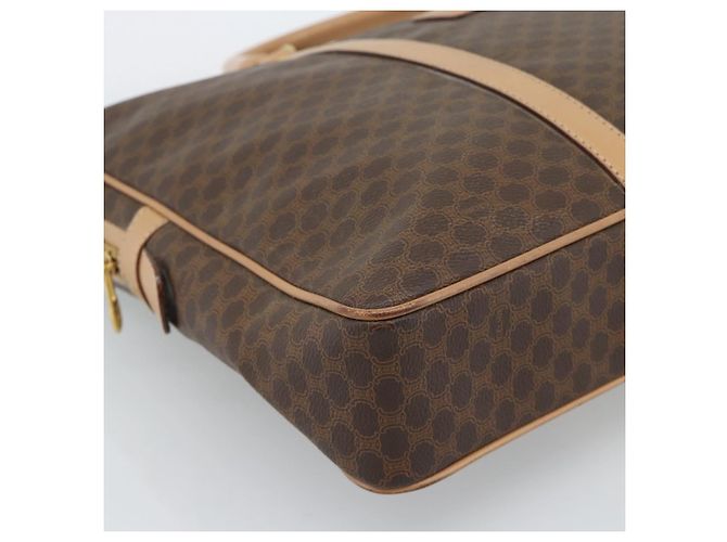 Céline Borsa Business CELINE Macadam Canvas PVC Pelle Marrone Oro Auth 190276 D'oro - vista 14