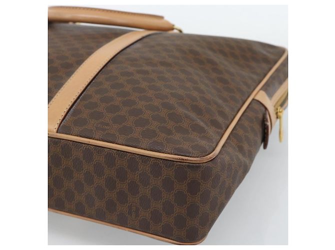 Céline Borsa Business CELINE Macadam Canvas PVC Pelle Marrone Oro Auth 190276 D'oro - vista 15