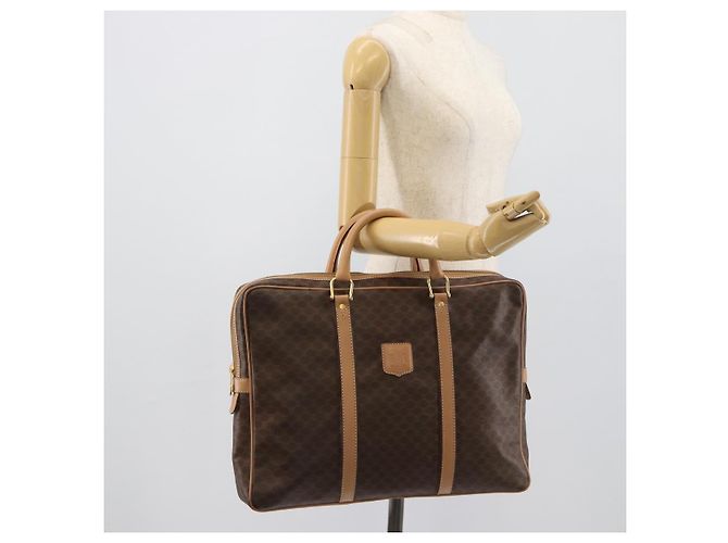 Céline Borsa Business CELINE Macadam Canvas PVC Pelle Marrone Oro Auth 190276 D'oro - vista 21