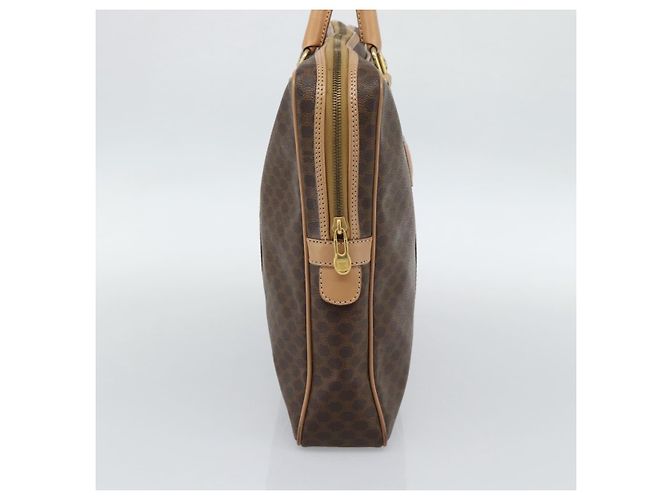 Céline Borsa Business CELINE Macadam Canvas PVC Pelle Marrone Oro Auth 190276 D'oro - vista 3