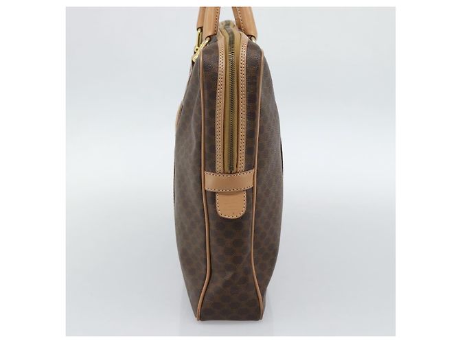 Céline Borsa Business CELINE Macadam Canvas PVC Pelle Marrone Oro Auth 190276 D'oro - vista 4