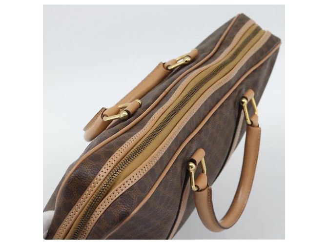 Céline Borsa Business CELINE Macadam Canvas PVC Pelle Marrone Oro Auth 190276 D'oro - vista 6