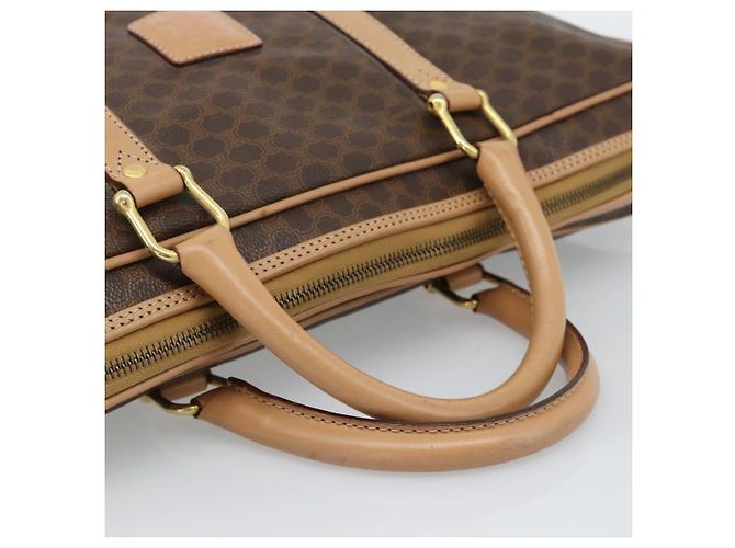 Céline Borsa Business CELINE Macadam Canvas PVC Pelle Marrone Oro Auth 190276 D'oro - vista 7
