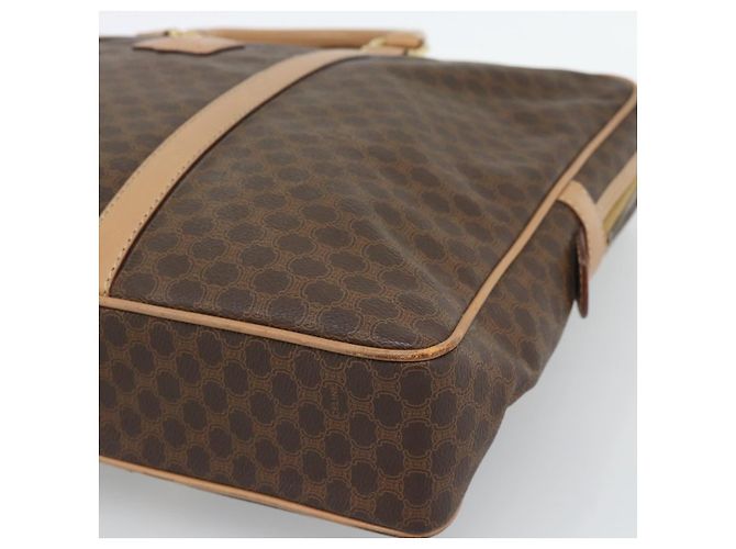 Céline Borsa Business CELINE Macadam Canvas PVC Pelle Marrone Oro Auth 190276 D'oro - vista 9