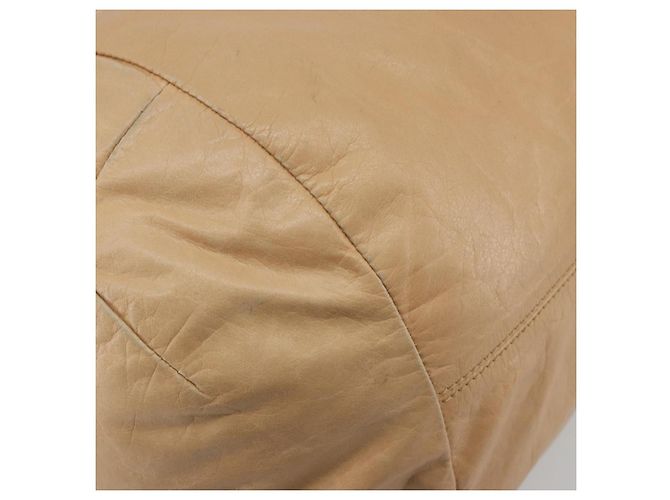 Céline Bolsa CELINE de couro bege dourado Auth 188555 - vista 14