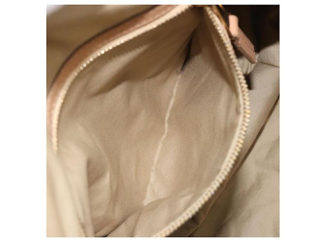 Céline Bolsa CELINE de couro bege dourado Auth 188555 - vista 23