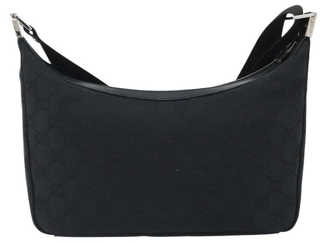 GUCCI GG Canvas Shoulder Bag Black Silver 019 0433 3444 Auth ka4995 Silvery - view 3