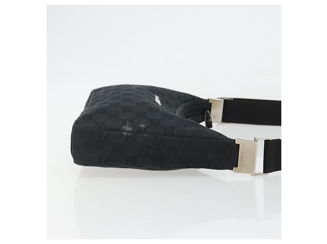 GUCCI GG Canvas Shoulder Bag Black Silver 019 0433 3444 Auth ka4995 Silvery - view 4