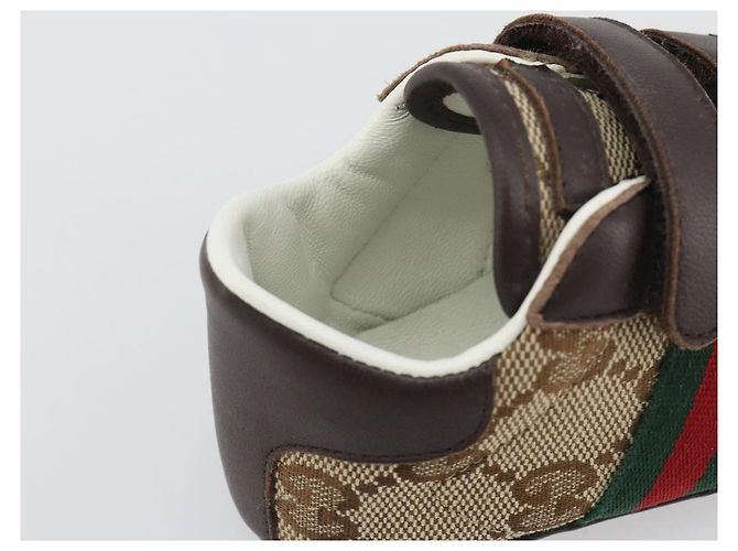 Scarpine per neonati GUCCI GG Canvas Sherry Line Beige Auth 188291A - vista 10