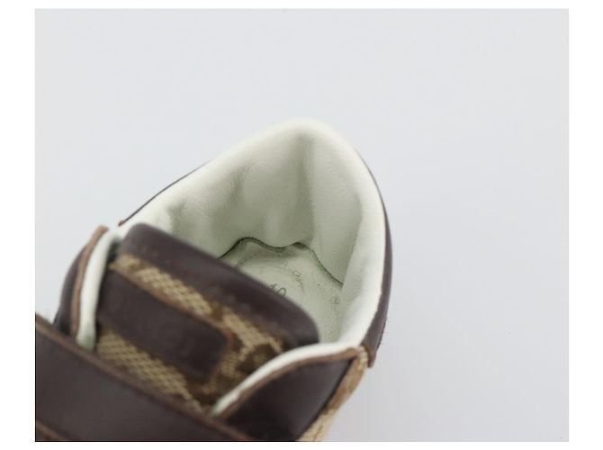 Scarpine per neonati GUCCI GG Canvas Sherry Line Beige Auth 188291A - vista 11