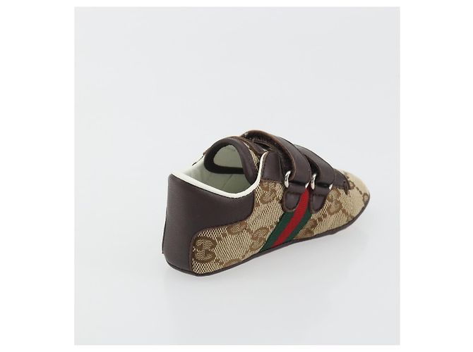 Scarpine per neonati GUCCI GG Canvas Sherry Line Beige Auth 188291A - vista 14