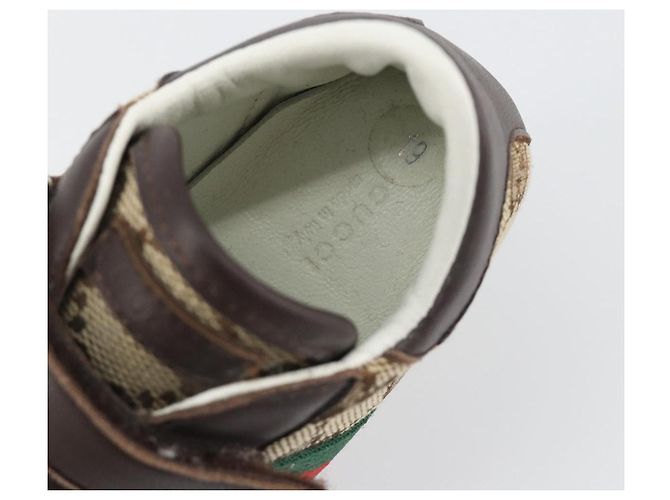 Scarpine per neonati GUCCI GG Canvas Sherry Line Beige Auth 188291A - vista 19