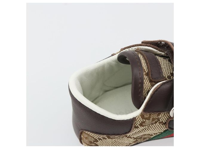Scarpine per neonati GUCCI GG Canvas Sherry Line Beige Auth 188291A - vista 21