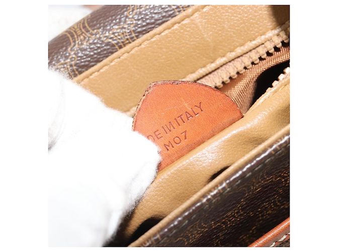 Céline Borsa a tracolla CELINE Macadam Canvas PVC Pelle Marrone Oro Auth ep14938 D'oro - vista 12