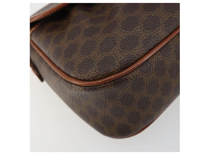 Céline Borsa a tracolla CELINE Macadam Canvas PVC Pelle Marrone Oro Auth ep14938 D'oro - vista 14